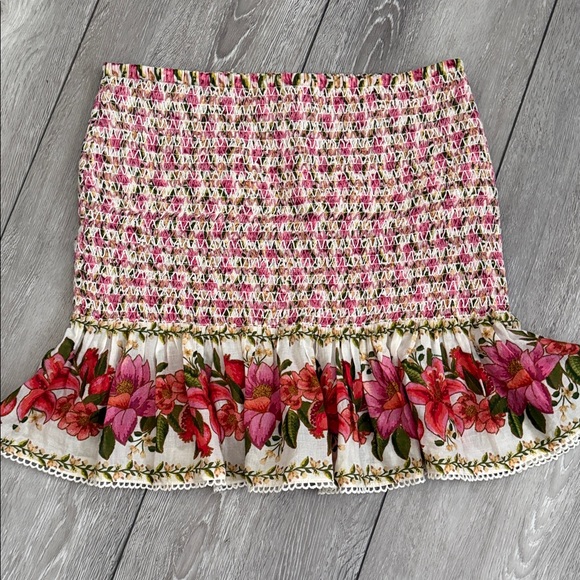 FARM Rio Dresses & Skirts - FARM RIO Floral Pink Smocked Ruffle Skirt new no tags size medium